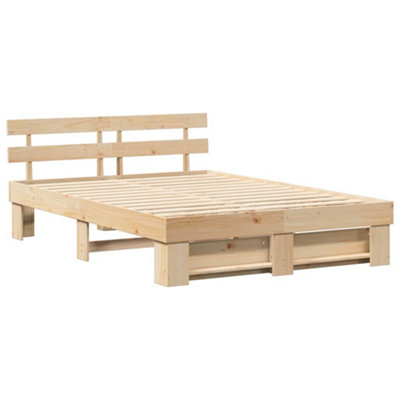 Modern with Headboard Brown 160 x 200 cm Solid pine wood