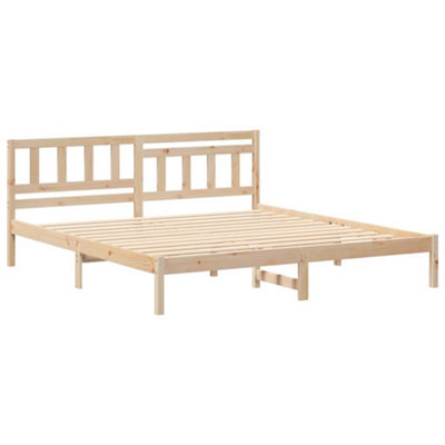 Modern with Headboard Brown 180 x 200 cm Solid pine wood
