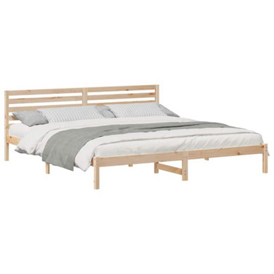 Modern with Headboard Brown 180 x 210 cm Solid pine wood