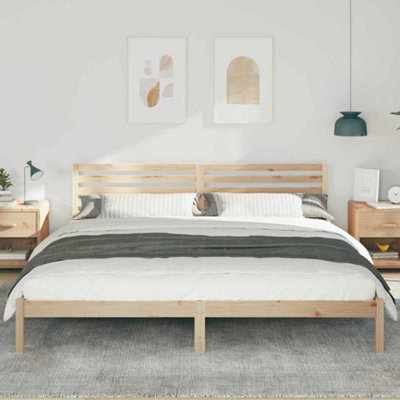Modern with Headboard Brown 180 x 210 cm Solid pine wood