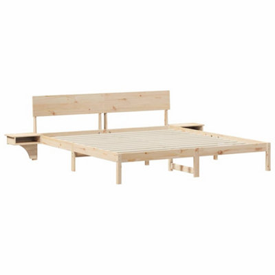 Modern with Headboard Brown 200 x 200 cm Solid pine wood