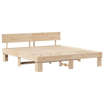 Modern with Headboard Brown 200 x 200 cm Solid pine wood