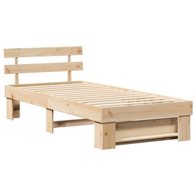 Modern with Headboard Brown 75 x 190 cm Solid pine wood