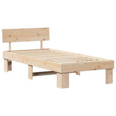Modern with Headboard Brown 75 x 190 cm Solid pine wood
