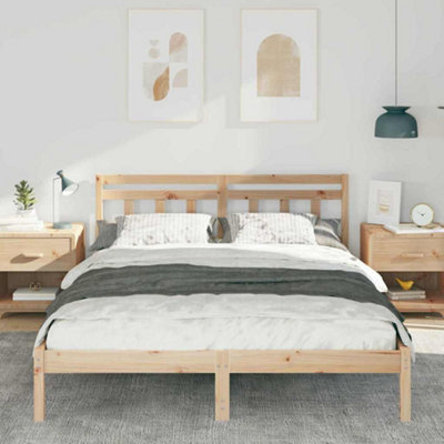 Modern with Headboard Brown Solid pine wood