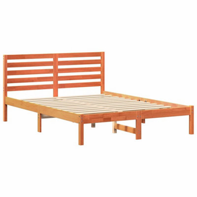 Modern with Headboard Wax brown 120 x 190 cm Solid pine wood