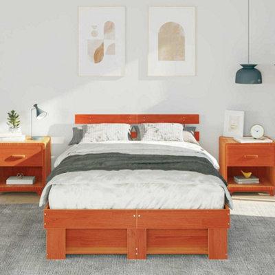 Modern with Headboard Wax brown 120 x 200 cm Solid pine wood