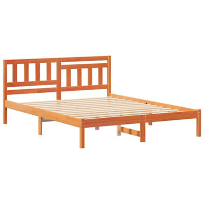 Modern with Headboard Wax brown 150 x 200 cm Solid pine wood
