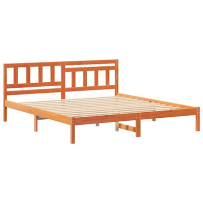 Modern with Headboard Wax brown 160 x 200 cm Solid pine wood