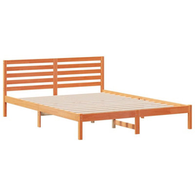 Modern with Headboard Wax brown 160 x 210 cm Solid pine wood