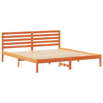 Modern with Headboard Wax brown 180 x 200 cm Solid pine wood