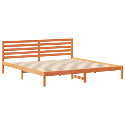 Modern with Headboard Wax brown 200 x 220 cm Solid pine wood