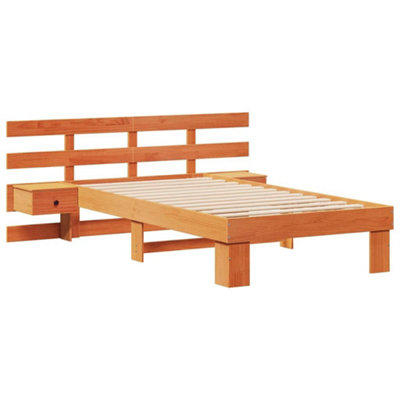 Modern with Headboard Wax brown 90 x 190 cm Solid pine wood