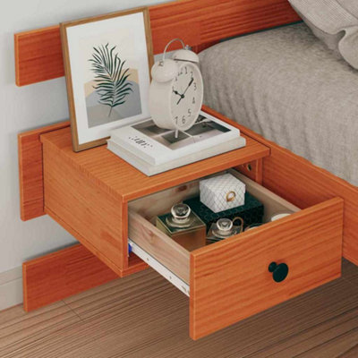 Modern with Headboard Wax brown 90 x 190 cm Solid pine wood