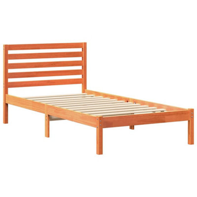 Modern with Headboard Wax brown 90 x 200 cm Solid pine wood