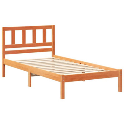 Modern with Headboard Wax brown 90 x 200 cm Solid pine wood