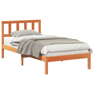 Modern with Headboard Wax brown 90 x 200 cm Solid pine wood