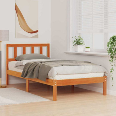 Modern with Headboard Wax brown 90 x 200 cm Solid pine wood