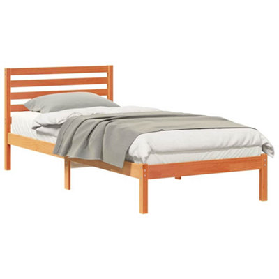 MODERN WITH HEADBOARD WAX BROWN 90 X 210 CM SOLID PINE WOOD