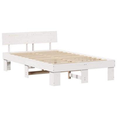 Modern with Headboard White 120 x 200 cm Solid pine wood