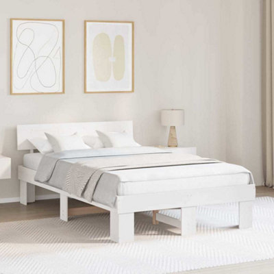 Modern with Headboard White 120 x 200 cm Solid pine wood