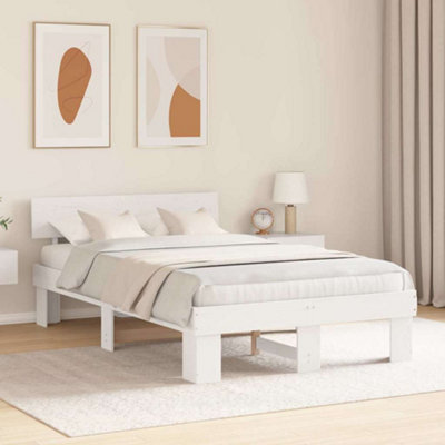 Modern with Headboard White 120 x 200 cm Solid pine wood