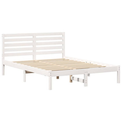 Modern with Headboard White 135 x 190 cm Solid pine wood