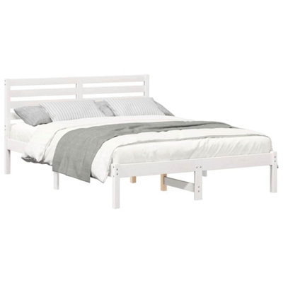 Modern with Headboard White 135 x 190 cm Solid pine wood