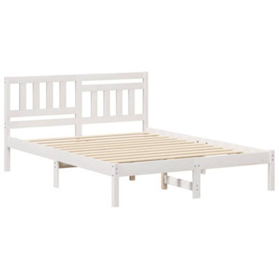 Modern with Headboard White 140 x 190 cm Solid pine wood