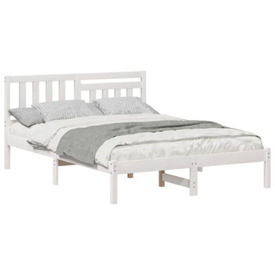 Modern with Headboard White 140 x 190 cm Solid pine wood