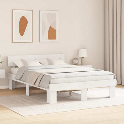 Modern with Headboard White 140 x 200 cm Solid pine wood