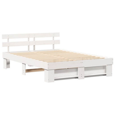 Modern with Headboard White 140 x 200 cm Solid pine wood