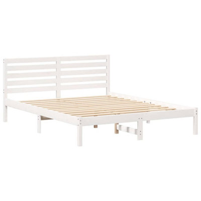 Modern with Headboard White 160 x 200 cm Solid pine wood