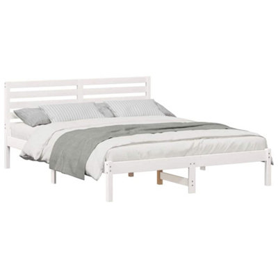 Modern with Headboard White 160 x 200 cm Solid pine wood