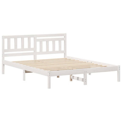 Modern with Headboard White 160 x 200 cm Solid pine wood