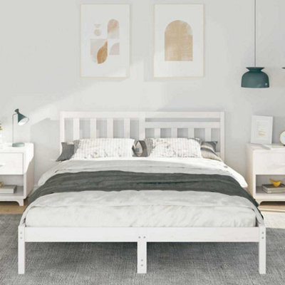 Modern with Headboard White 160 x 200 cm Solid pine wood