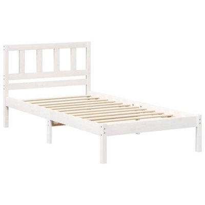 Modern with Headboard White 75 x 190 cm Solid pine wood