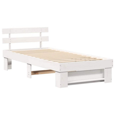 Modern with Headboard White 90 x 190 cm Solid pine wood