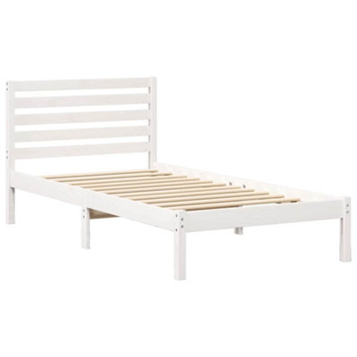Modern with Headboard White 90 x 190 cm Solid pine wood