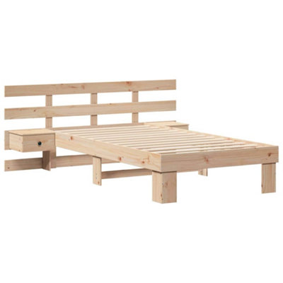 Modern with Headboard with Drawer Brown 100 x 200 cm Solid pine wood