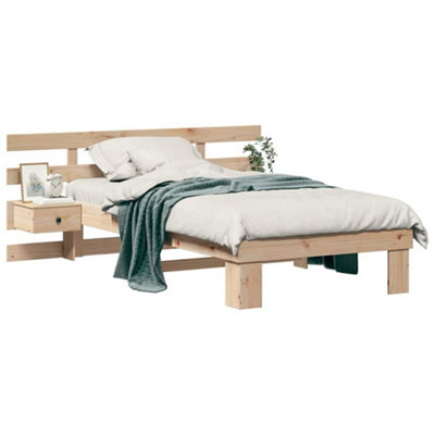 Modern with Headboard with Drawer Brown 90 x 190 cm Solid pine wood