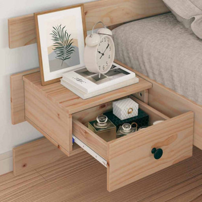 Modern with Headboard with Drawer Brown 90 x 190 cm Solid pine wood