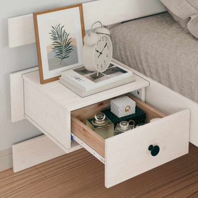 Modern with Headboard with Drawer White 75 x 190 cm Solid pine wood