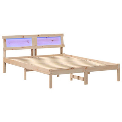 Modern with LED Strip Lights Brown 120 x 190 cm Solid pine wood