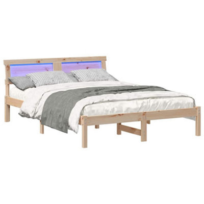 Modern with LED Strip Lights Brown 120 x 190 cm Solid pine wood