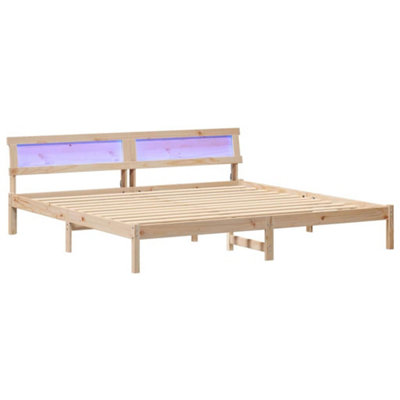 Modern with LED Strip Lights Brown 200 x 200 cm Solid pine wood