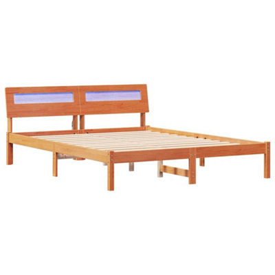 Modern with LED Strip Lights Wax brown 150 x 200 cm Solid pine wood