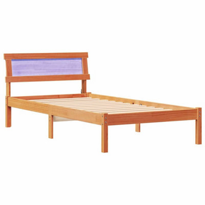 Modern with LED Strip Lights Wax brown 90 x 200 cm Solid pine wood