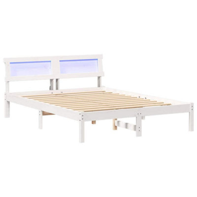 Modern with LED Strip Lights White 120 x 200 cm Solid pine wood