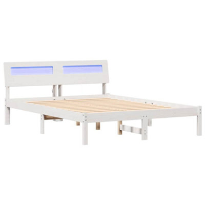 Modern with LED Strip Lights White 120 x 200 cm Solid pine wood